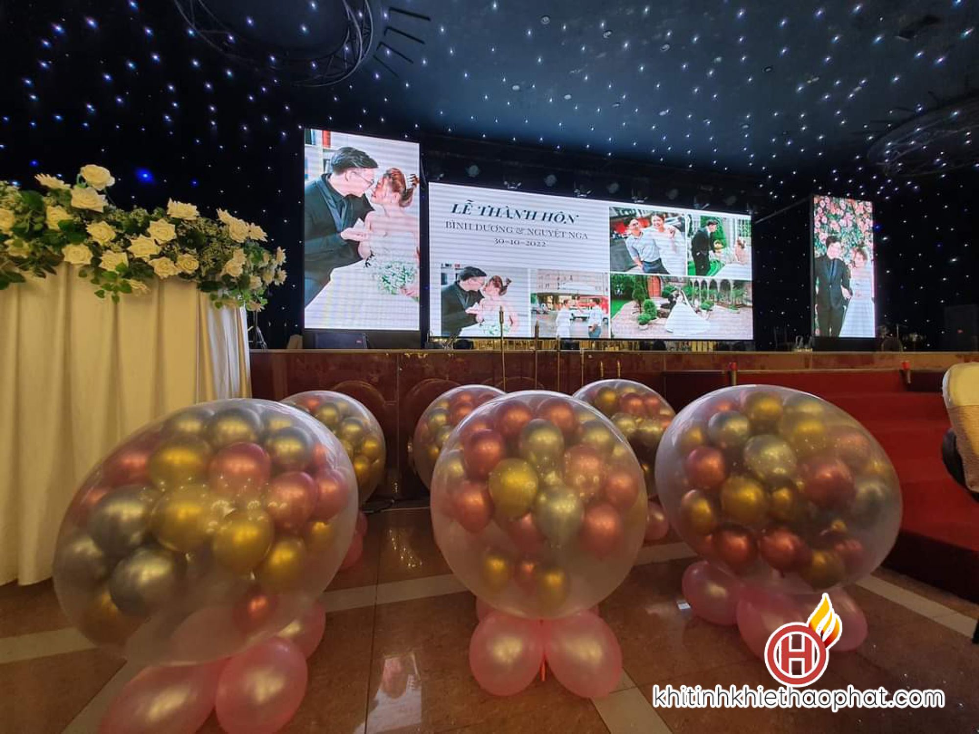 Bơm b&oacute;ng bay k&iacute;ch nổ đ&aacute;m cưới sự kiện
